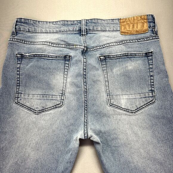 MBX Jeans Mens Blue‎ Dark Washed Slim Fit Straight Leg Casual Jeans Tag 32x32 - Picture 12 of 16